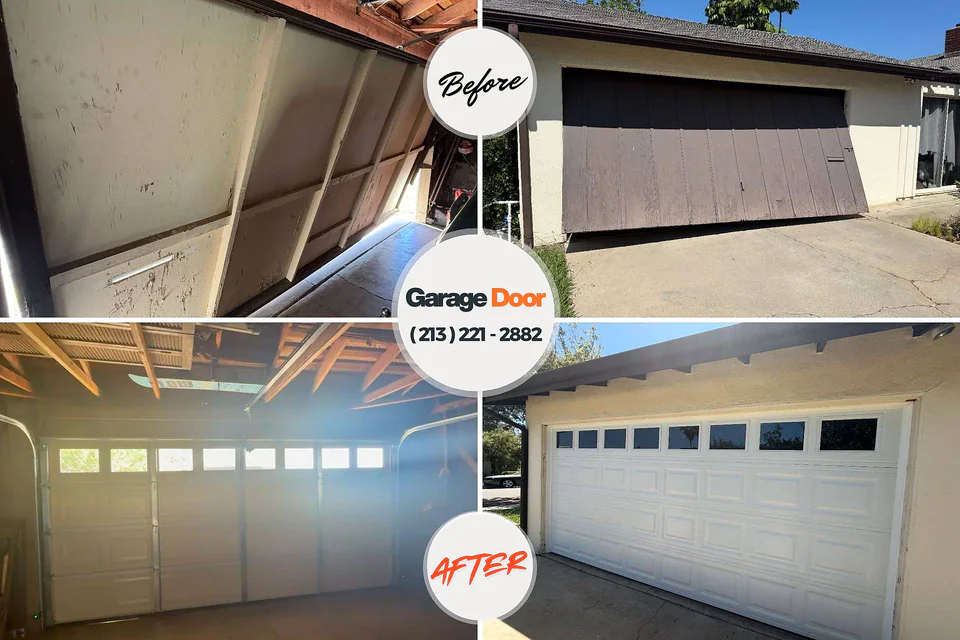 Before and after: garage door repair West Branch, IA